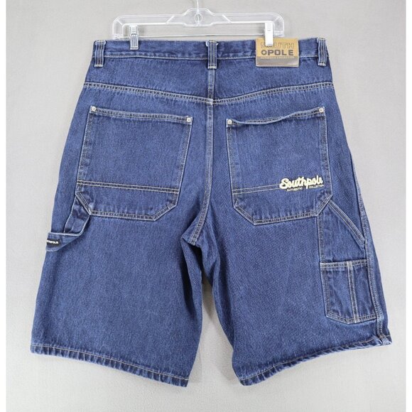 Vintage Southpole Shorts Men 38 Blue Carpenter Baggy Hip Hop Skater Spellout - Picture 1 of 9